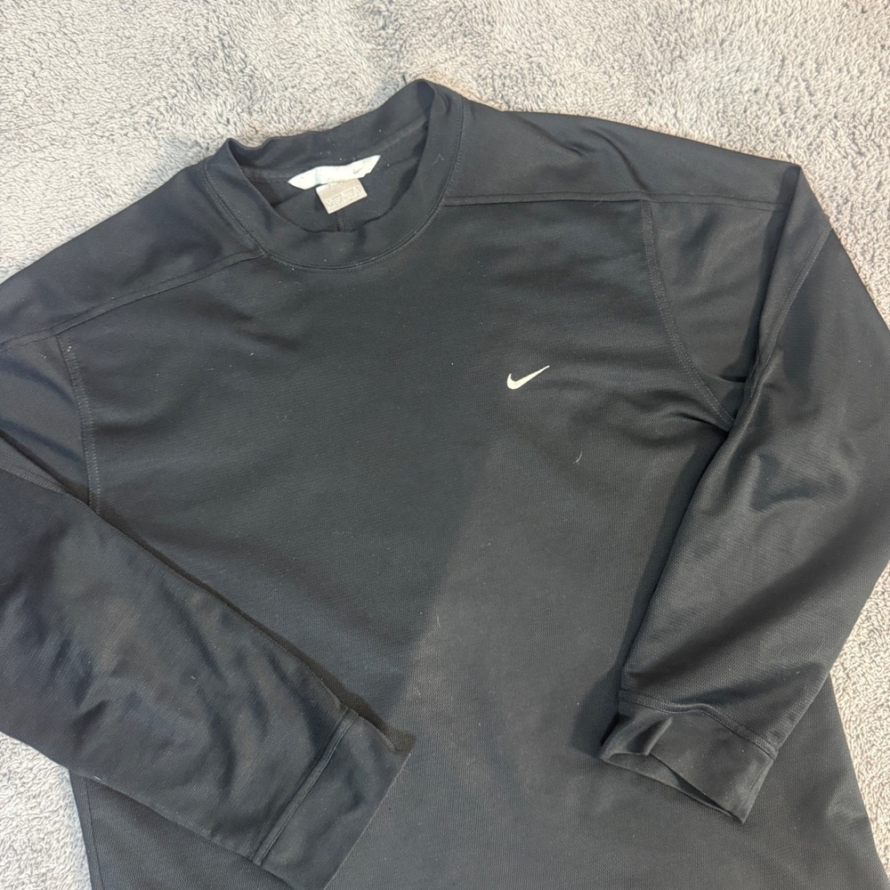 Nike Long Sleeve Shirt Mens Large Black Excellent Embroidered Swoosh Athletic - Picture 5 of 8